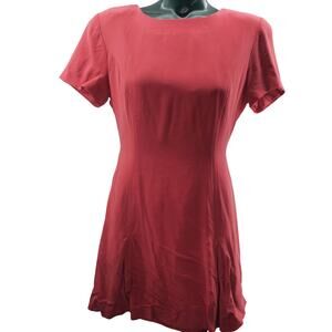 design by Pat Argenti SILK Red Mini Dress Short Sleeves Women's Size 8 M 3494